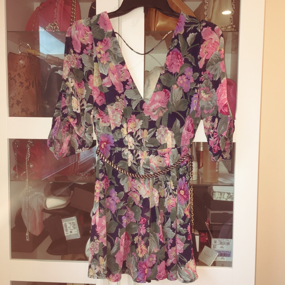 Floral Jumpsuit with small chain belt